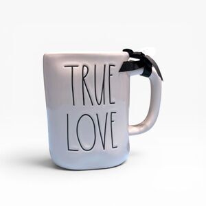 RAE DUNN Disney Beauty and the Beast "True Love" Double Sided Cream Mug New (b)